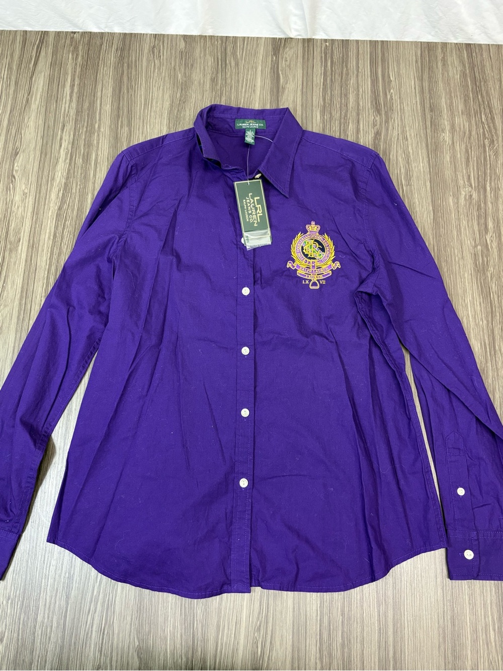 Lauren Ralph Lauren NWT Purple Button Down Equestrian Crest